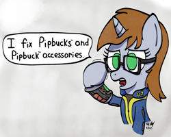 Size: 1284x1028 | Tagged: safe, artist:ebbysharp, derpibooru import, oc, oc only, oc:littlepip, pony, unicorn, fallout equestria, glasses, hank hill, king of the hill, parody, pipbuck