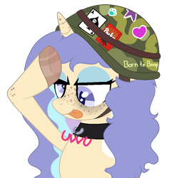 Size: 800x806 | Tagged: safe, artist:basemaker, artist:midnightamber, derpibooru import, oc, oc only, oc:mish-mash, alicorn, pony, :p, ace of spades, alicorn oc, army helmet, base used, camouflage, coat markings, collar, derp, eyeshadow, female, food, freckles, heart, helmet, horn, makeup, mare, multicolored hair, playing card, pocky, simple background, solo, stars, sticker, tongue, tongue out, transparent background, unshorn fetlocks, uwu, wings