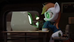 Size: 3840x2160 | Tagged: safe, artist:dieanondie, oc, oc:littlepip, pony, fallout equestria, 3d, blender, female