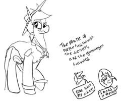 Size: 875x707 | Tagged: safe, artist:dinexistente, applejack, twilight sparkle, monochrome, the dark tower