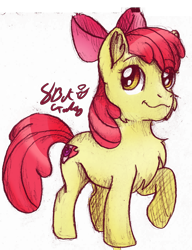 Size: 1002x1308 | Tagged: safe, artist:8bitgalaxy, derpibooru import, apple bloom, chest fluff, female, filly, simple background, solo, transparent background