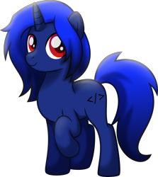 Size: 3124x3500 | Tagged: safe, artist:limedazzle, derpibooru import, oc, oc only, oc:xeno (iraven), pony, unicorn, horn, movie accurate, raised hoof, raised leg, solo, vector