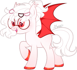 Size: 2487x2254 | Tagged: safe, artist:kurosawakuro, derpibooru import, oc, bat pony, pony, female, glasses, mare, simple background, solo, transparent background