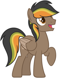 Size: 1024x1318 | Tagged: safe, artist:pegasski, derpibooru import, oc, oc:golden road, pegasus, pony, male, raised hoof, raised leg, simple background, solo, stallion, transparent background, two toned wings, wings