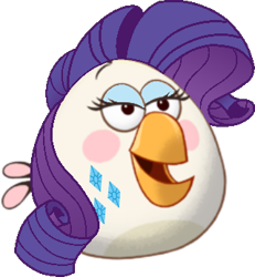 Size: 320x347 | Tagged: safe, artist:guruyunus17, derpibooru import, rarity, bird, friendship is magic, angry birds, bedroom eyes, crossover, equine, eyelashes, female, hair, hasbro, mammal, mare, matilda (angry birds), my little pony, open mouth, open smile, simple background, smiling, solo, transparent background