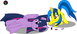 Size: 5228x2319 | Tagged: safe, artist:kyoshyu, derpibooru import, twilight sparkle, unicorn twilight, oc, oc:mina, pony, unicorn, female, mare, plushie, simple background, transparent background