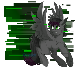 Size: 2564x2339 | Tagged: safe, artist:mediasmile666, derpibooru import, oc, oc only, pegasus, pony, abstract background, blank flank, cheek fluff, commission, eye clipping through hair, flying, grin, male, pegasus oc, raised hoof, raised leg, sidemouth, smiling, solo, speedpaint available, spread wings, stallion, wings