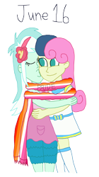 Size: 2000x3559 | Tagged: safe, artist:bigpurplemuppet99, derpibooru import, bon bon, lyra heartstrings, sweetie drops, equestria girls, female, kissing, lesbian, lyrabon, pride, shipping