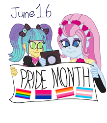 Size: 2000x2293 | Tagged: safe, artist:ktd1993, derpibooru import, pixel pizazz, violet blurr, equestria girls, blurazz, female, lesbian, pride, pride flag, shipping