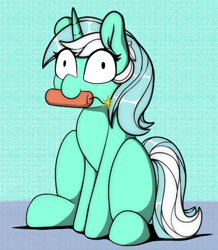 Size: 446x512 | Tagged: safe, artist:llametsul, derpibooru import, lyra heartstrings, pony, unicorn, atg 2021, dynamite, explosives, female, l.u.l.s., mare, newbie artist training grounds, simple background, solo, stupidity, this will end in death, this will end in explosions, tnt, too dumb to live