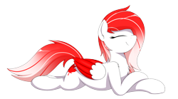 Size: 3600x2000 | Tagged: safe, artist:ponynamedmixtape, derpibooru import, oc, oc only, oc:making amends, pegasus, pony, colored wings, eyes closed, female, high res, lying down, mare, pegasus oc, prone, simple background, smiling, solo, transparent background, wings