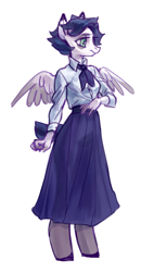 Size: 1696x2976 | Tagged: safe, artist:lunnitavaldez, derpibooru import, oc, oc only, oc:lunnita, anthro, pegasus, unguligrade anthro, clothes, dress, female, long skirt, skirt, solo, solo female, wings