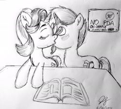 Size: 2178x1960 | Tagged: safe, derpibooru import, starlight glimmer, sunburst, pony, unicorn, breaking the rules, eyes closed, female, high res, kissing, male, mare, monochrome, shipping, stallion, starburst, straight