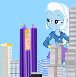 Size: 1280x1290 | Tagged: safe, artist:agenthotman, derpibooru import, trixie, better together, equestria girls, forgotten friendship, female, giantess, macro