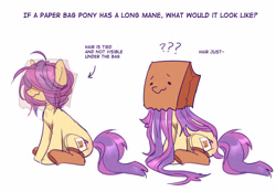 Size: 2318x1611 | Tagged: safe, artist:lunnitavaldez, derpibooru import, oc, oc:paper bag, earth pony, clothes, fake cutie mark, long hair, long mane, simple background, sitting, socks, white background