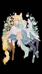 Size: 500x889 | Tagged: artist needed, source needed, safe, derpibooru import, applejack, rainbow dash, equestria girls, appledash, boots, ear fluff, ears, female, leaves, lesbian, shipping, shoes, sleeping