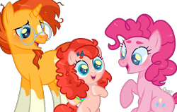 Size: 1006x638 | Tagged: safe, artist:kurosawakuro, derpibooru import, pinkie pie, sunburst, oc, earth pony, pony, base used, female, male, offspring, parent:pinkie pie, parent:sunburst, parents:pinkieburst, pinkieburst, shipping, simple background, straight, transparent background