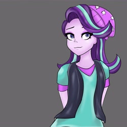 Size: 4092x4092 | Tagged: safe, artist:bacababba, derpibooru import, starlight glimmer, equestria girls, absurd resolution, arm behind back, beanie, clothes, female, hat, looking at you, smiling, smiling at you, solo