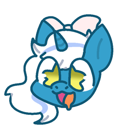 Size: 527x557 | Tagged: safe, artist:meevelover, derpibooru import, oc, oc:fleurbelle, bow, hair bow, simple background, starry eyes, tongue, tongue out, transparent background, wingding eyes