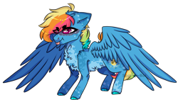 Size: 1280x739 | Tagged: safe, artist:sparky-boi, derpibooru import, oc, oc:sunny side up, pegasus, pony, female, mare, offspring, parent:rainbow dash, parent:soarin', parents:soarindash, simple background, solo, tongue, tongue out, transparent background