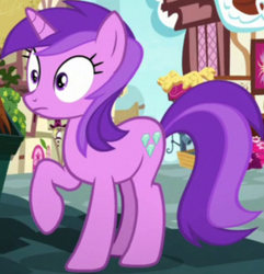 Size: 954x989 | Tagged: safe, derpibooru import, screencap, amethyst star, sparkler, pony, unicorn, not asking for trouble, season 7, background pony, cropped, female, mare, raised hoof, raised leg, solo