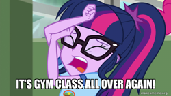 Size: 800x450 | Tagged: safe, derpibooru import, edit, edited screencap, screencap, sci-twi, twilight sparkle, equestria girls, legend of everfree, caption, ed edd n eddy, female, image macro, text