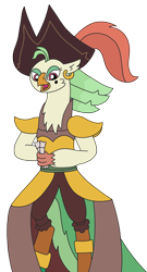 Size: 1692x3129 | Tagged: safe, artist:supahdonarudo, derpibooru import, captain celaeno, bird, parrot, my little pony: the movie, avian, ear piercing, earring, hat, holding, jewelry, parrot pirates, piercing, pirate, pirate hat, simple background, tickets, transparent background