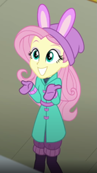 Size: 357x633 | Tagged: safe, derpibooru import, screencap, fluttershy, better together, equestria girls, holidays unwrapped, blizzard or bust, cropped, solo