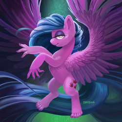Size: 1200x1200 | Tagged: safe, artist:tsaoshin, derpibooru import, oc, oc only, pegasus, pony, creepy, cursed, fingernails, fingers, hoof hands, lidded eyes, solo, spread wings, suddenly hands, toenails, toes, what has magic done, wings
