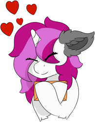 Size: 4748x6075 | Tagged: safe, artist:skylarpalette, derpibooru import, oc, oc only, oc:skylar palette, pony, unicorn, absurd resolution, cheek fluff, cute, ear fluff, ears, eye clipping through hair, eyes closed, female, fluffy, heart, horn, hug, letter, mail, mare, ocbetes, simple background, simple shading, smiling, solo, transparent background, unicorn oc