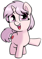 Size: 1630x2295 | Tagged: safe, artist:heretichesh, oc, oc only, oc:red pill, pony, unicorn, ponybooru collab 2021, cute, female, filly, foal, happy, horn, open mouth, pilly, simple background, smiling, solo, standing, transparent background, unicorn oc, white background