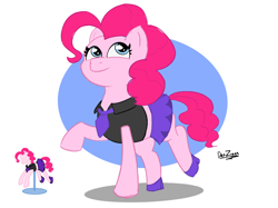 Size: 4098x3072 | Tagged: safe, artist:datzigga, derpibooru import, pinkie pie, earth pony, pony, clothes, cute, diapinkes, mannequin, necktie, shoes, skirt, solo