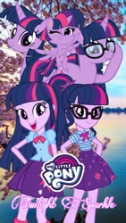 Size: 720x1281 | Tagged: safe, derpibooru import, sci-twi, twilight sparkle, twilight sparkle (alicorn), alicorn, pony, unicorn, better together, equestria girls, my little pony: pony life, spring breakdown, equestria girls ponified, geode of telekinesis, magical geodes, one eye closed, ponified, unicorn sci-twi, wallpaper, wink