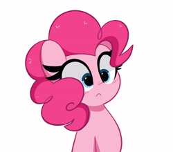 Size: 4096x3599 | Tagged: safe, artist:kittyrosie, derpibooru import, pinkie pie, earth pony, pony, :c, blushing, bust, female, frown, mare, simple background, solo, white background