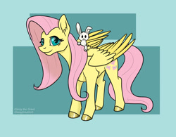 Size: 1280x996 | Tagged: safe, artist:glassygreatart, derpibooru import, angel bunny, fluttershy, pegasus, pony, rabbit, animal, duo, female, male, mare