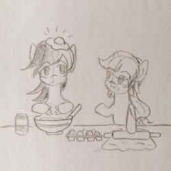 Size: 640x640 | Tagged: safe, artist:snowzaaah, derpibooru import, applejack, rainbow dash, earth pony, pegasus, pony, appledash, appledashdailydoodles, doodle, female, lesbian, monochrome, pencil drawing, shipping, sketch, traditional art