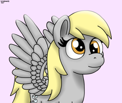 Size: 2044x1730 | Tagged: safe, artist:darkyboode32, derpibooru exclusive, derpibooru import, derpy hooves, pegasus, pony, cross-eyed, cute, derpabetes, female, mare, simple background, solo, wings