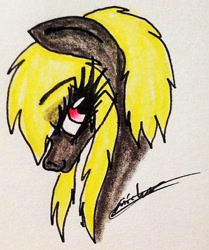 Size: 443x530 | Tagged: safe, artist:beamybutt, derpibooru import, oc, oc only, earth pony, pony, earth pony oc, eyelashes, signature, solo, traditional art