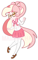 Size: 1470x2313 | Tagged: safe, artist:maiii-san, derpibooru import, oc, oc only, oc:cherry bloom, equestria girls, clothes, equestria girls-ified, female, glasses, simple background, skirt, smiling, solo, transparent background