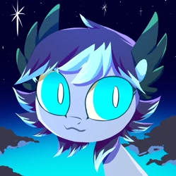 Size: 1911x1921 | Tagged: safe, artist:ce2438, artist:ketereissim, derpibooru import, oc, oc:huracan, oc:moonlight toccata, agender, avatar, blue, bust, cat eyes, cyan, lineless, portrait, slit eyes