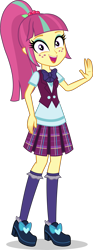 Size: 1155x3114 | Tagged: safe, artist:sebisscout1997, derpibooru import, sour sweet, equestria girls, bow, clothes, crystal prep academy, crystal prep academy uniform, crystal prep shadowbolts, female, freckles, happy, looking at you, pleated skirt, ponytail, school uniform, skirt, solo, vector