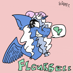 Size: 1111x1111 | Tagged: safe, artist:l0v3blitzz, derpibooru import, oc, oc:fleurbelle, alicorn, alicorn oc, bow, female, gift art, hair bow, heart, horn, mare, wingding eyes, wings