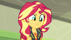 Size: 1920x1073 | Tagged: safe, derpibooru import, screencap, sunset shimmer, better together, choose your own ending, equestria girls, sock it to me, solo