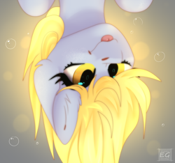 Size: 2304x2160 | Tagged: safe, artist:elektra-gertly, derpibooru import, derpy hooves, pegasus, pony, bust, portrait, solo, tongue, tongue out, upside down