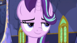 Size: 800x450 | Tagged: safe, derpibooru import, screencap, starlight glimmer, pony, unicorn, every little thing she does, animated, eyes closed, female, mare, smug, smuglight glimmer, solo, twilight's castle, walking