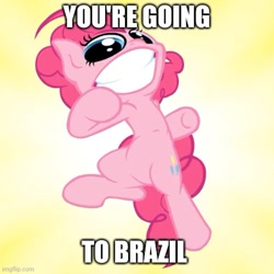 Size: 500x501 | Tagged: safe, artist:misterdavey, derpibooru import, pinkie pie, earth pony, pony, female, gritted teeth, meme, smile hd, solo, teeth, you're going to brazil