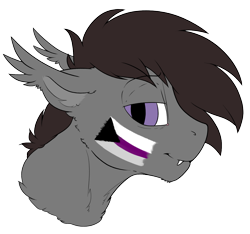 Size: 1502x1404 | Tagged: safe, artist:cold blight, derpibooru import, oc, oc only, oc:windwalker, bat pony, bat pony oc, demisexual, demisexual pride flag, ear fluff, ears, fangs, floppy ears, fluffy, misleading thumbnail, pride, pride flag, simple background, smiling, transparent background