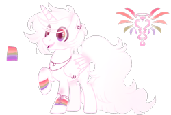 Size: 1596x1080 | Tagged: safe, artist:jvartes6112, derpibooru import, oc, oc only, alicorn, pony, alicorn oc, ear piercing, earring, horn, jewelry, leg warmers, necklace, piercing, raised hoof, raised leg, reference sheet, simple background, smiling, solo, transparent background, wings