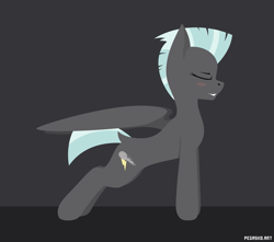 Size: 1807x1600 | Tagged: safe, artist:pegasko, derpibooru import, thunderlane, pegasus, blushing, folded wings, lineless, side view, simple background, smiling, solo, wings