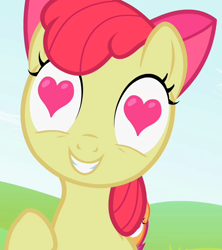 Size: 640x720 | Tagged: safe, derpibooru import, screencap, apple bloom, scootaloo, lesson zero, cropped, female, filly, heart eyes, solo focus, want it need it, wingding eyes